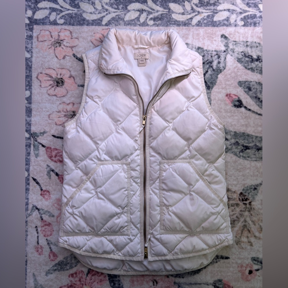 J. Crew Ivory Quilted Vest